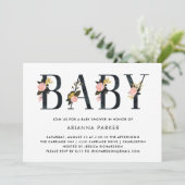 Hübscher schwarzer Florentext | Babyparty Einladung (Stehend Vorderseite)