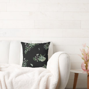 HÜBSCHER, schwarzer, grüner BOTANISCHER DRUCKPILLO Kissen