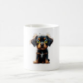 Hübscher Schwarzer Hund mit grünem Eier Klassische Kaffeetasse (Mittel)