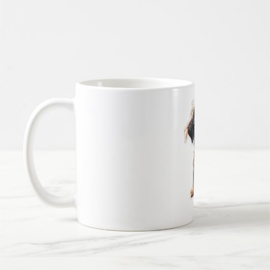 Hübscher Schwarzer Hund mit grünem Eier Klassische Kaffeetasse (Links)