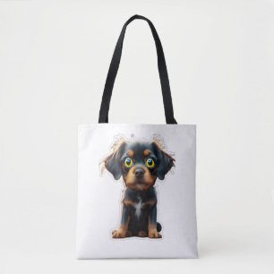 Hübscher Schwarzer Hund mit grünem Eier Klassische Tasche