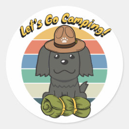 Hübscher Schwarzer Hund will Camping zu gehen Runder Aufkleber