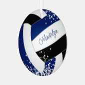 hübscher schwarzer Volleyball Silbersterne Akzent Ornament Aus Metall (Vorderseite links)