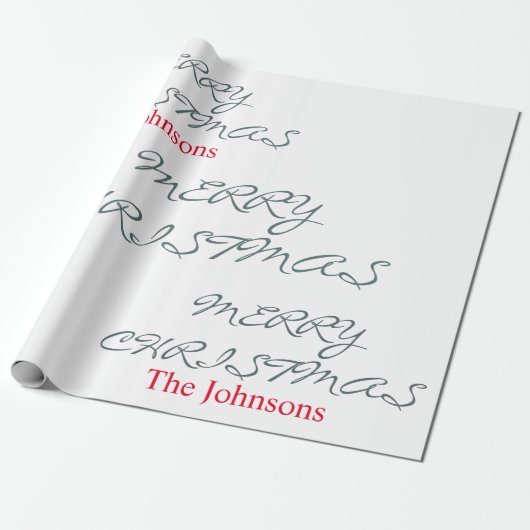 HÜBSCHER SCRIPT MERRY CHRISTMAS PERSONALISIERTER N GESCHENKPAPIER (Ungerollt)