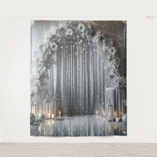 Hübscher Silberblumenbogen Wandteppich (Vorderseite)