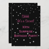 Hübscher Silberstars Überraschung Geburtstag Einladung (Vorne/Hinten)