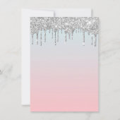 Hübscher Silver Glitzer Gradient Quinceañera Gebur Einladung (Rückseite)