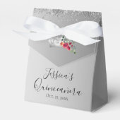 Hübscher Silver Glitzer Quinceanera Gevor Box Geschenkschachtel (Vorderseite)