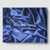 Hübscher Silver Glitzer und Blue Satin Quinceanera Gästebuch (Rückseite)