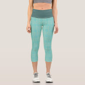 Hübscher Sommer Aquamarin & gelb Wirbles Muster Capri Leggings (Vorderseite)