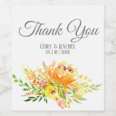 Hübscher Sommer Bouquet Hochzeit Danke Weinlabel Weinetikett (Einzelnes Label)
