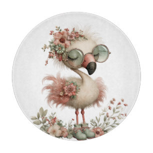 HÜBSCHER SOMMER FLAMINGO MIT BLUMEN SCHNEIDEBRETT
