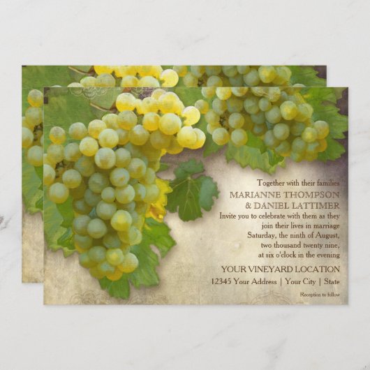 Hübscher Sommer Wein Weinberg Rustikale Hochzeit Einladung (Vorne/Hinten)
