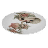 HÜBSCHER SOMMERFLAMINGO MIT BLUMEN SCHNEIDEBRETT (Ecke)
