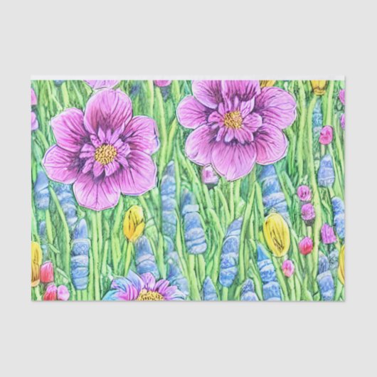 Hübscher Sommergarten Rosa Blüte Geburtstag Seidenpapier (Vorderseite)