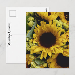 Hübscher Sonnenblumen-Blumenstrauß in Kleinformat Postkarte