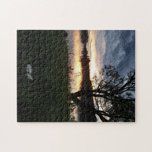 Hübscher Sonnenuntergang am See mit Daisis Puzzle (Horizontal)