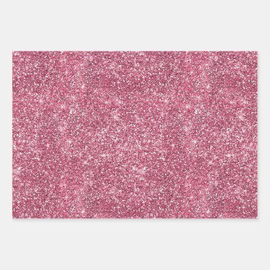 Hübscher Sparkor Gold Pink Imitate Glitzer Geschenkpapier Set (Vorderseite 2)