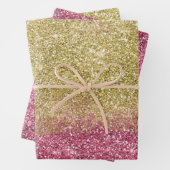 Hübscher Sparkor Gold Pink Imitate Glitzer Geschenkpapier Set (Beispiel)