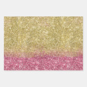 Hübscher Sparkor Gold Pink Imitate Glitzer Geschenkpapier Set (Vorderseite)
