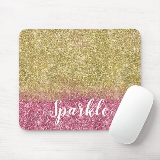 Hübscher Sparkor Gold Pink Imitate Glitzer Mousepad (Mit Mouse)