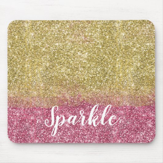Hübscher Sparkor Gold Pink Imitate Glitzer Mousepad (Vorne)