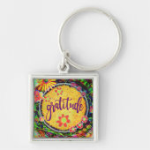 Hübscher Spaß Inspirierend Dankbarkeit Floral Schlüsselanhänger (Vorne)