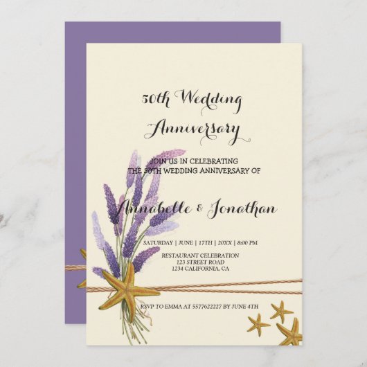 hübscher Sternenfisch Hochzeitstag Einladung (Vorne/Hinten)