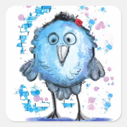Hübscher Sticker mit Niedlichem Blauer Vogel - anp (Vorderseite)