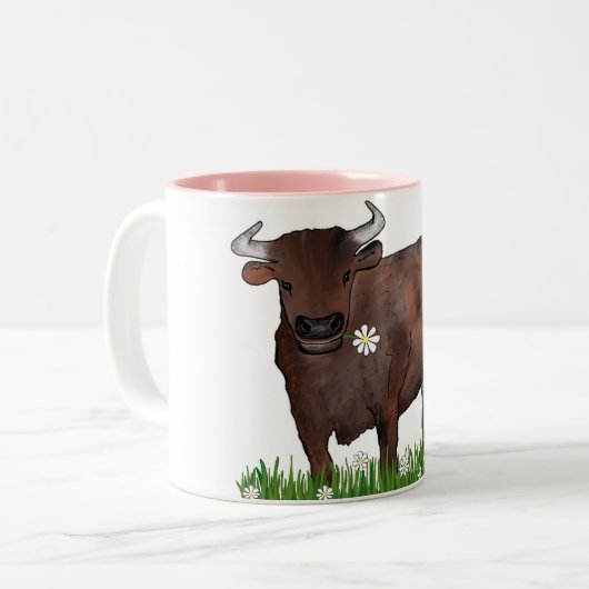Hübscher Stier Stier und Zweifarbige Tasse (Vorderseite Links)