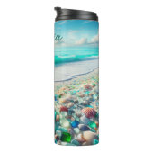 Hübscher Strand mit Meerglas Personalisiert Thermosbecher (Nach rechts gedreht)