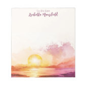 Hübscher Strand und Sonnenuntergang unter dem Mott Notizblock (Vorderseite)