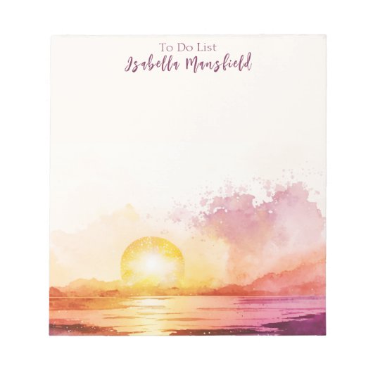 Hübscher Strand und Sonnenuntergang unter dem Mott Notizblock (Vorderseite)