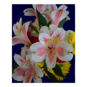 Hübscher Strauß aus weißen und rosa peruanischen L Poster