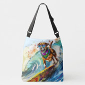 Hübscher Surfhund - Summer Fun Beach Pup Tragetaschen Mit Langen Trägern (Vorderseite)