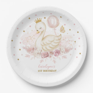 Hübscher Swan Princess Blush Gold Ballon Geburtsta Pappteller