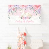 Hübscher Swan Princess Pink Lila Geburtstag Willko Banner (Insitu)