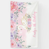 Hübscher Swan Princess Pink Lila Geburtstag Willko Banner (Vertikal)