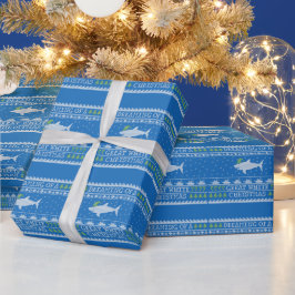 Hübscher Sweatstil Großes Weiß Weihnachten Blau Geschenkpapier