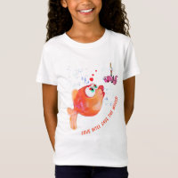 Hübscher T - Shirt mit Fisch und Wurm - Benutzerde