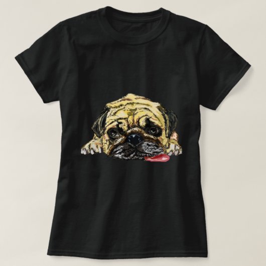 Hübscher T - Shirt mit Mops Dog - müde (Design vorne)