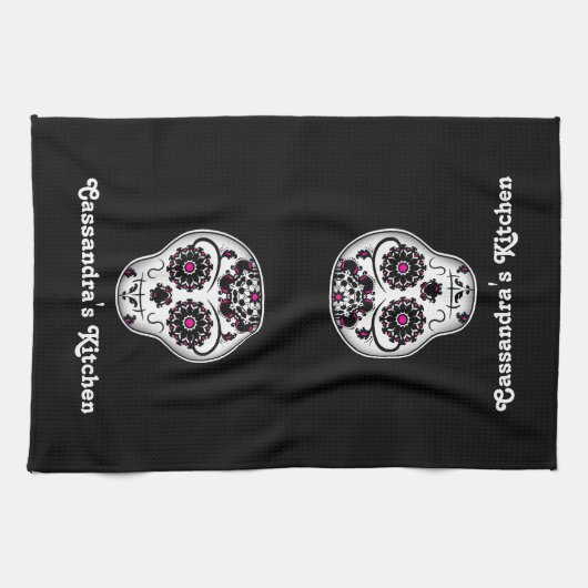 Hübscher Tag des toten Zuckerschädels Handtuch (Horizontal)