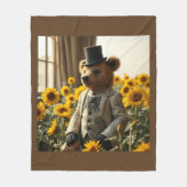Hübscher Teddybär in den Sonnenblumen Fleecedecke (Vorderseite)