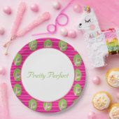 Hübscher Teller des rosa und Grünbuches (Party)