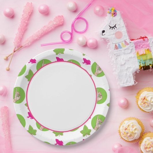 Hübscher Teller des rosa und Grünbuches (Party)