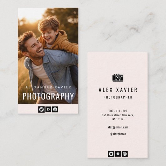 hübscher Text moderner Fotograf Visitenkarte (Vorne/Hinten)