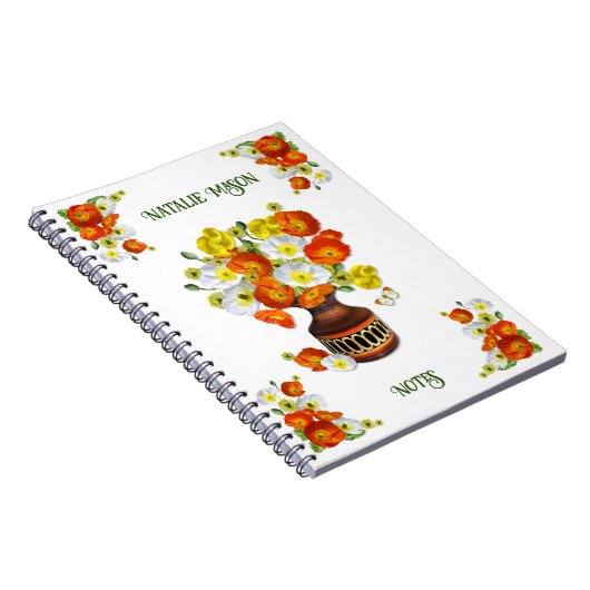 Hübscher Textskriptor für Orange und Weiß Notizblock (Rechte Seite)