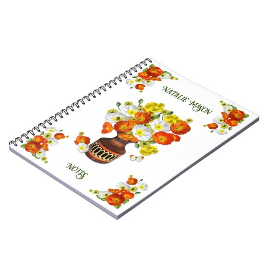 Hübscher Textskriptor für Orange und Weiß Notizblock (Linke Seite)