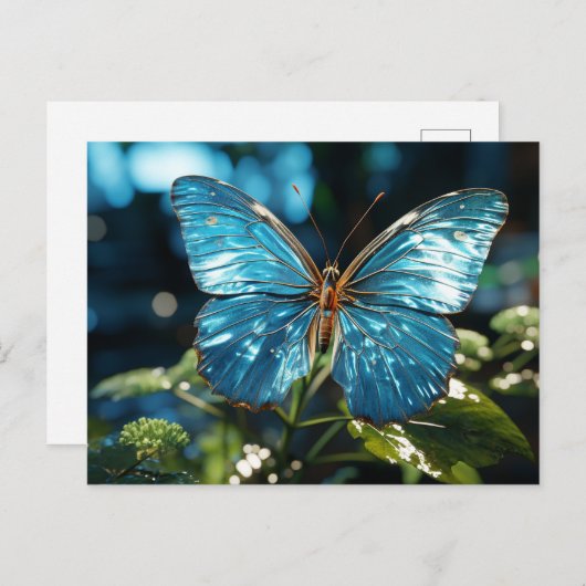 Hübscher transparenter Blauschmetterling Postkarte (Vorne/Hinten)