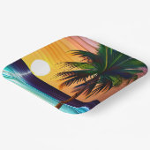 Hübscher tropischer Palmenbaum und Sonnenuntergang Pappteller (Gewinkelt)